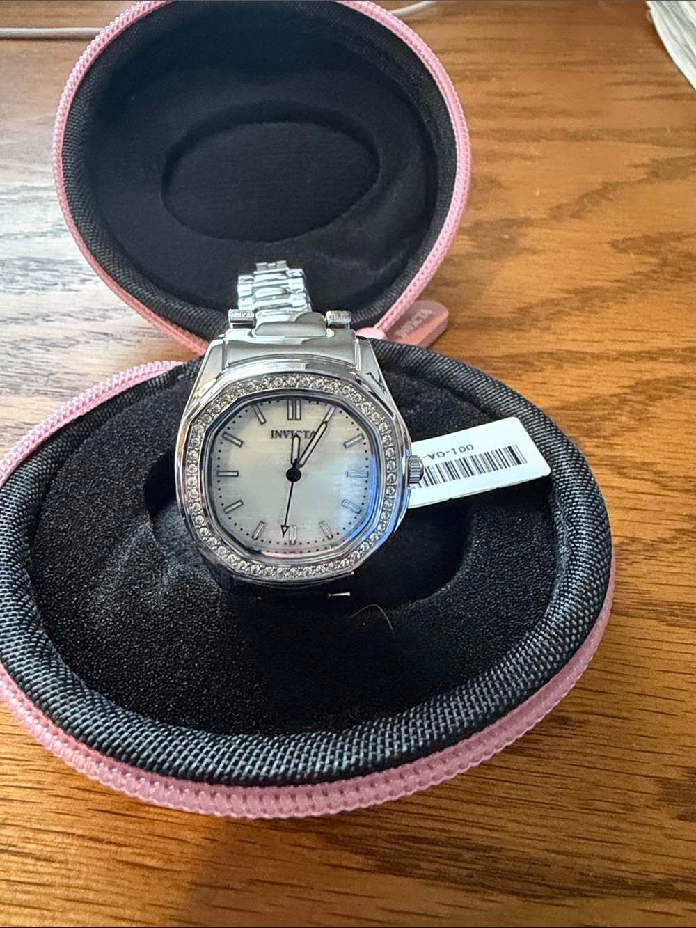 Invicta Silver Crystal Bezel Mother-of-Pearl Dial Women's Bracelet Watch